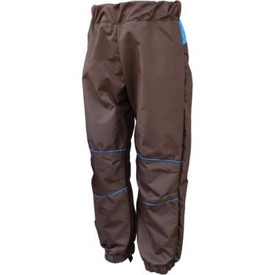 Dětské šusťákové kalhoty hnědo tyrkysové