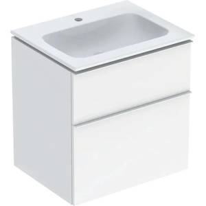 Geberit Комплект стенен шкаф Geberit iCon в лъскаво бяло, 2 чекмеджета, бяла дръжка и мивка 60 см (502.335.01.1)