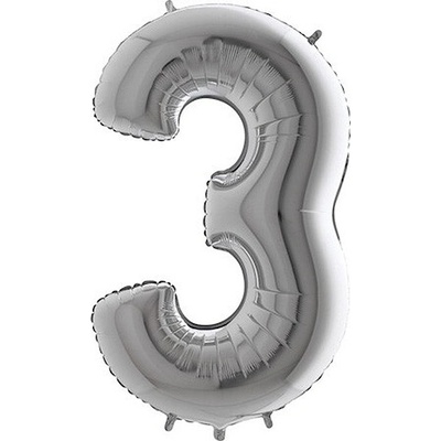 Grabo Balónek fóliový číslo 3 stříbrné 102 cm