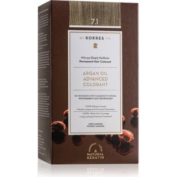 Image 1 of KORRES Argan Oil перманентната боя за коса с арганово масло цвят 7.1 Ash Blonde 50ml