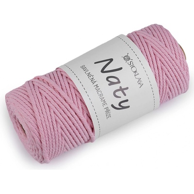 Prima-obchod Bavlněná pletací příze macrame Naty Ø3 mm rozčesávací, barva 6 růžová sv.