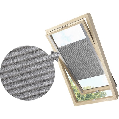 Zebra-shop Zastiňující roleta Plissé pro střešní okno TM. Šedý melír PD308 Velux SK06 stříbrná