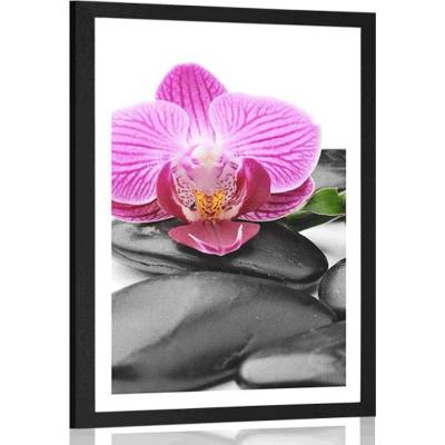Plakát s paspartou masážní wellness kameny - 20x30 black