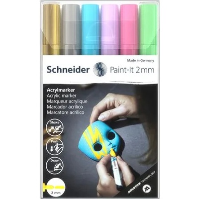 Schneider Комплект маркери за декорация, акрилни, 2 мм, SCHNEIDER "Paint-It 310", 6 различни цвята 120196 (120196)