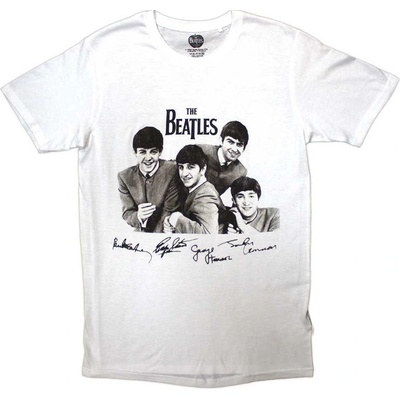 The Beatles tričko Mop Tops & Signatures biele