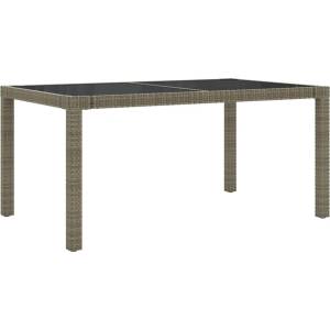  Градинска маса, 150x90x75 см, закалено стъкло и полиратан, сива - elemento - 234,70 лв