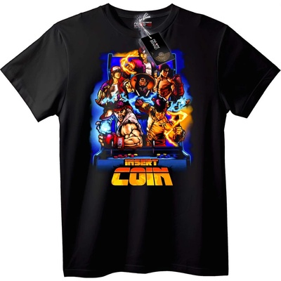 NOONEBRAND Тениска Вмъкни монета Arcade игра - L, Black