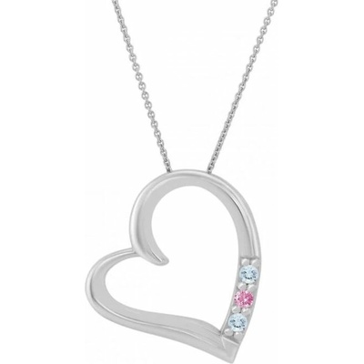 Eppi Stříbrný přívěsek srdce s akvamaríny a růžovým safírem Tanish P44260