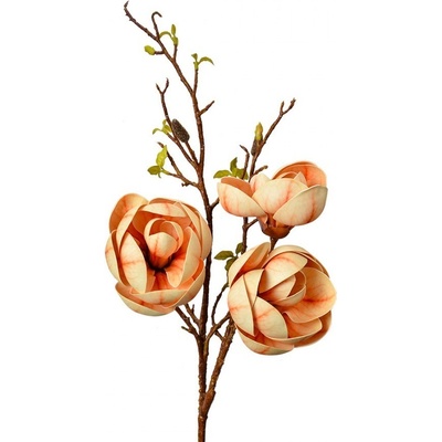 Dekorace umělá větvička Magnólie s oranžovými květy - 20*20*106 cm - Clayre & Eef
