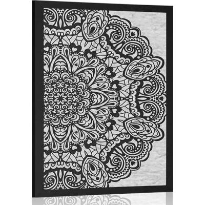 Plakát květinová Mandala v černobílém provedení - 60x90 no frame