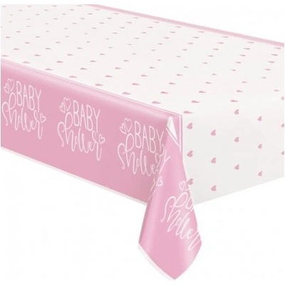Unique ubrus plastový Baby Shower růžové 1,37x2,13m