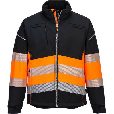 PortWest PW3 Hi-Vis Třída 1 softshellová bunda černá/oranžová