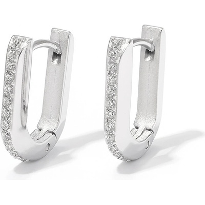 SARINES Obdélníkové stříbrné náušnice s čirými zirkony S1077