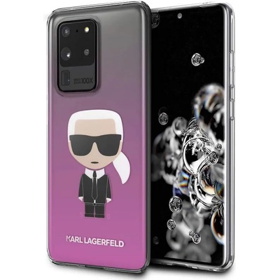 KARL LAGERFELD Iconic Gradient Case - дизайнерски кейс с висока защита за Samsung Galaxy S20 Ultra (розов)