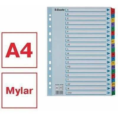 Zesílené rejstříky "Mylar", mix barev, karton, A4, A-Z, ESSELTE