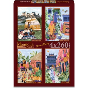 Magnolia - Puzzle 4x260 Claire Morris: Torres del Paine - Morroco - Ghana - China - 260 piese