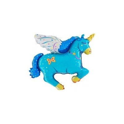 GRABO MINI Jednorožec modrý 14" 35cm fóliový balónek nafukovací