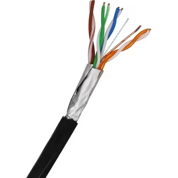 Екском FTP Cat. 5e 24AWG СU, черен меден кабел (UV) (FTP Cat5e меден с UV защита)