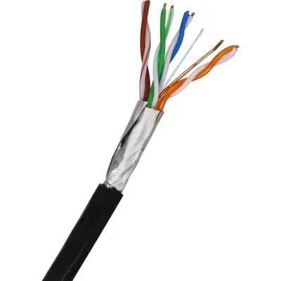 Екском FTP Cat. 5e 24AWG СU, черен меден кабел (UV) (FTP Cat5e меден с UV защита)