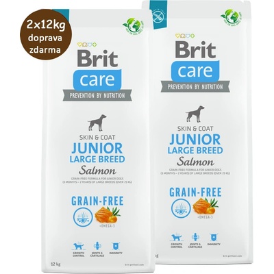 Brit Care Grain-free Junior Large Breed Salmon 2 x 12 kg