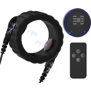 SuperLove E-Stim Silicone Cock Ring Set Black