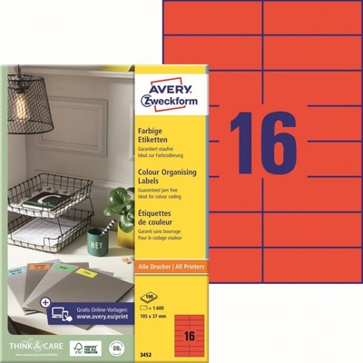 Avery Zweckform 100 listů, A4, červené 3452