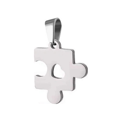 Šperky4U Ocelový přívěsek puzzle se srdíčkem OPP1942