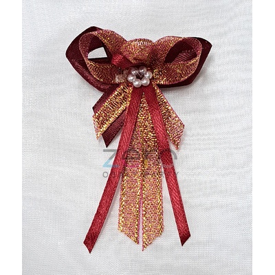 Vonička (vývazek) svatební - bordó-bordó s perlovým květem