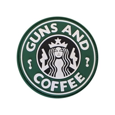 ARMED PATCHES PVC nášivka Guns and Coffee, zelená – Zboží Mobilmania