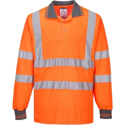 Portwest S277 Polo-tričko Hi-Vis Contrast L/S Orange XS