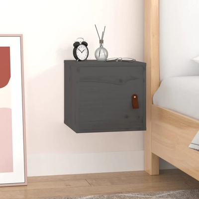 vidaXL Стенен шкаф, сив, 31, 5x30x30 см, борово дърво масив (818359)