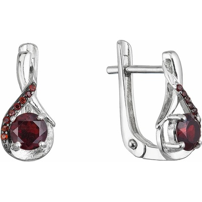 PAVONA Strieborné náušnice luxusné s pravými minerálnymi kameňmi červená slza 11495.3 garnet