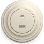 Kliklap - Ретро USB контакт A+C с рамка, бежов (KA0134K)