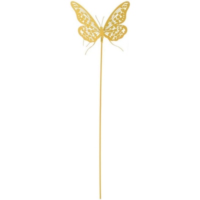 Ozdoba zapichovacia motýľ 11x8,5 cm plech žltý