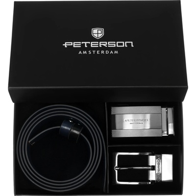 Peterson Pásek pánský kožený pásek ke kalhotám oboustranná sada přezek 4v1
