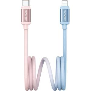 USAMS Кабел USAMS Bicolor Series PD 30W USB-C/Lightning 1.2m, синьо-розов (Usa001640)