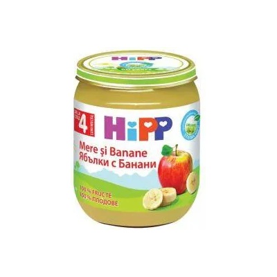 HiPP Био плодово пюре HiPP, Ябълка и банан, 125 гр, 9062300138730