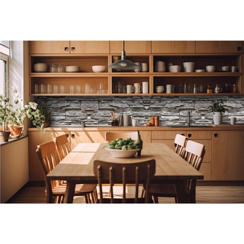 DIMEX ART s. r. o Фототапет за кухня - сива каменна стена 420 x 60 см