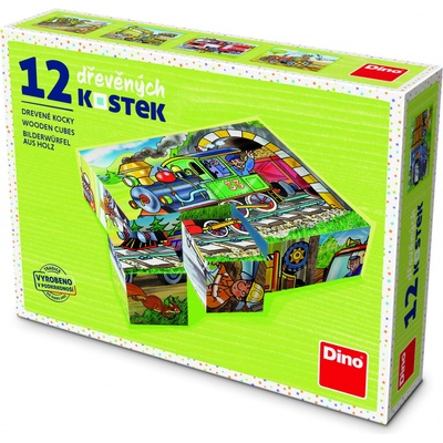Dino obrázkové kostky Mašinka 12 kostek – Zboží Dáma