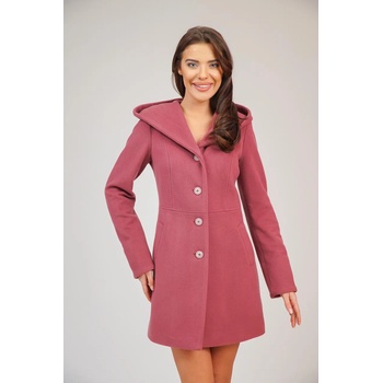 Image 1 of Radek's Collection Дамско вълнено палто цвят пепел от рози с качулка 12106-807