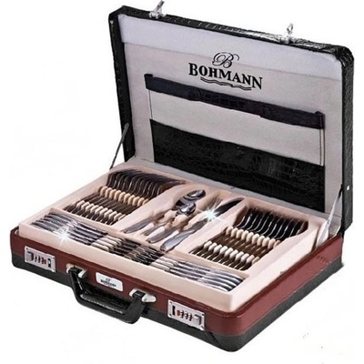BOHMANN Комплект прибори за хранене Bohmann BH 5946 Satin, 72 части, неръждаема стомана, куфар, сребрист (BH 5946 Satin)