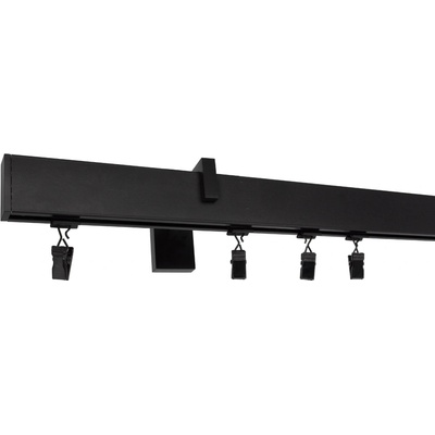 Kovovégarnýže Garnýže Square line modern plug černá matná Dvouřadá, 151-200cm, jezdec+šnekový háček