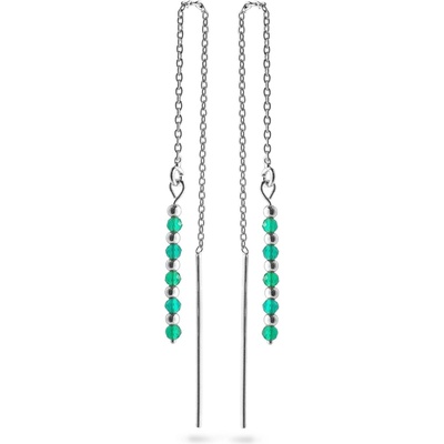 AGAIN Jewelry Strieborné retiazkové náušnice so smaragdom AJKNS002