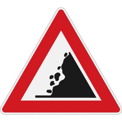 Dopravní značka A18 Kamení na vozovce (zprava)