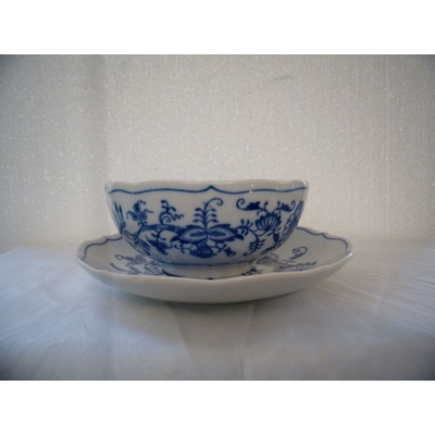Cibulák Šálka a podšálka bujón s 2 uškami 0,30 l cibulový porcelán originálny cibulák Dubí