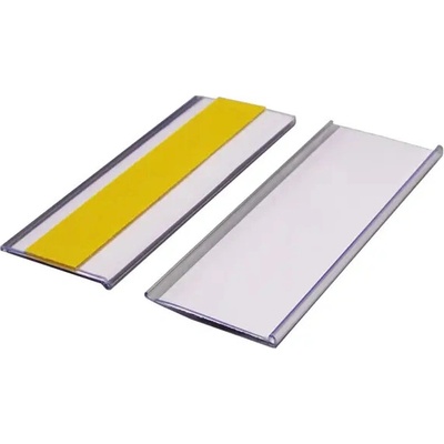 Samolepicí lišta, držák regálových štítků, typ V – 38×100 mm, balení 100 ks