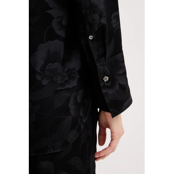 KENZO Копринена риза Kenzo дамска в черно със стандартна кройка с класическа яка FF52CH2549JR. 99 (FF52CH2549JR.99)