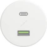 Kliklap - Ретро USB контакт A+C без рамка, снежнобял (KA0157)