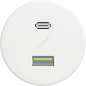Kliklap - Ретро USB контакт A+C без рамка, снежнобял (KA0157)