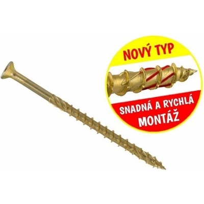 Konstrukční vrut do dřeva KLIMAS 6x80 TORX zápustná hlava TX30 žlutý Zn (100 ks v balení) – Hledejceny.cz